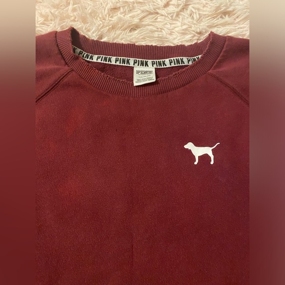 PINK Victoria’s Secret Women’s Size Large Maroon Sweatshirt - Well-Loved! - Picture 3 of 10